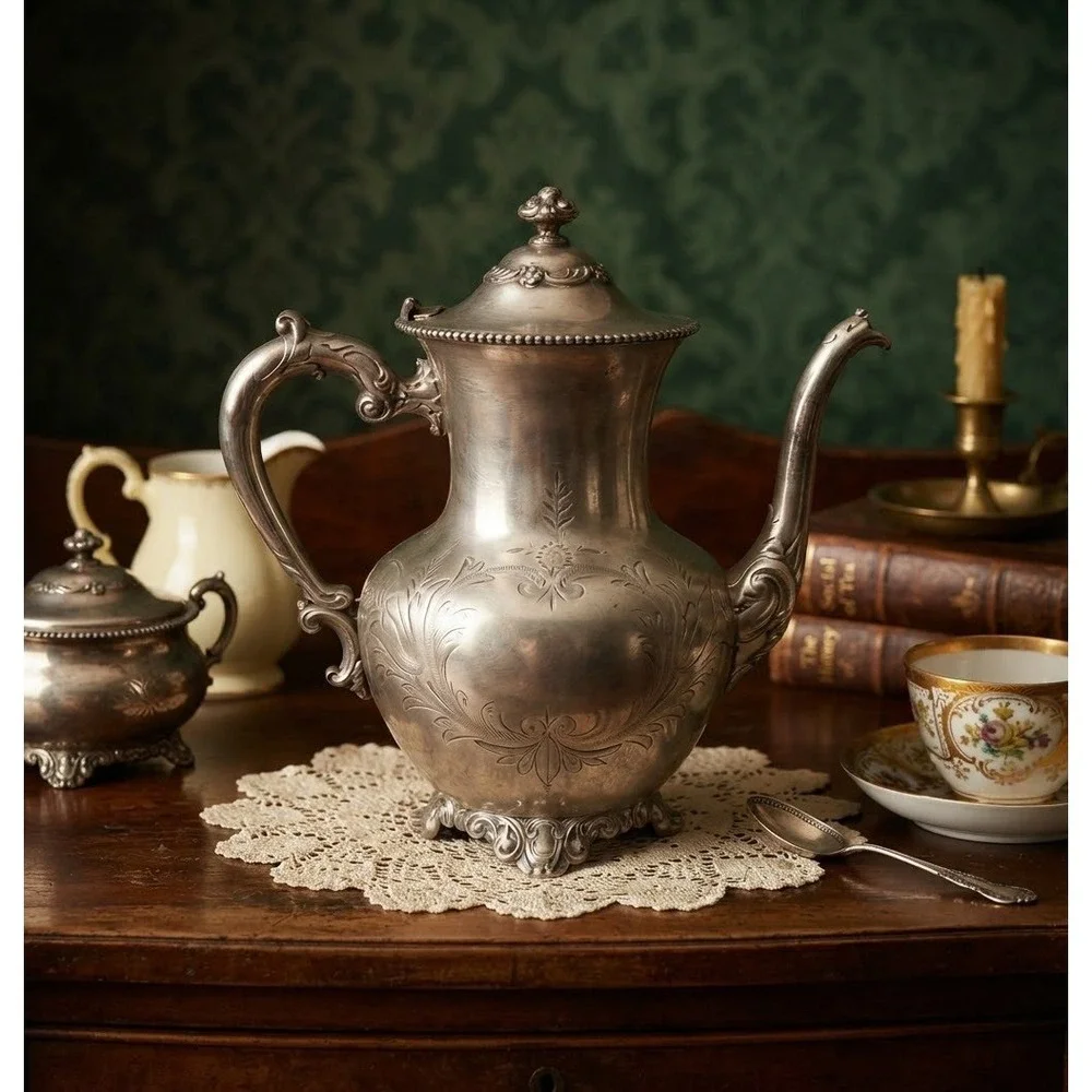 Antique Knickerbocker Silver Co Quadruple Plated 922 Coffee Pot Victorian 9.5in